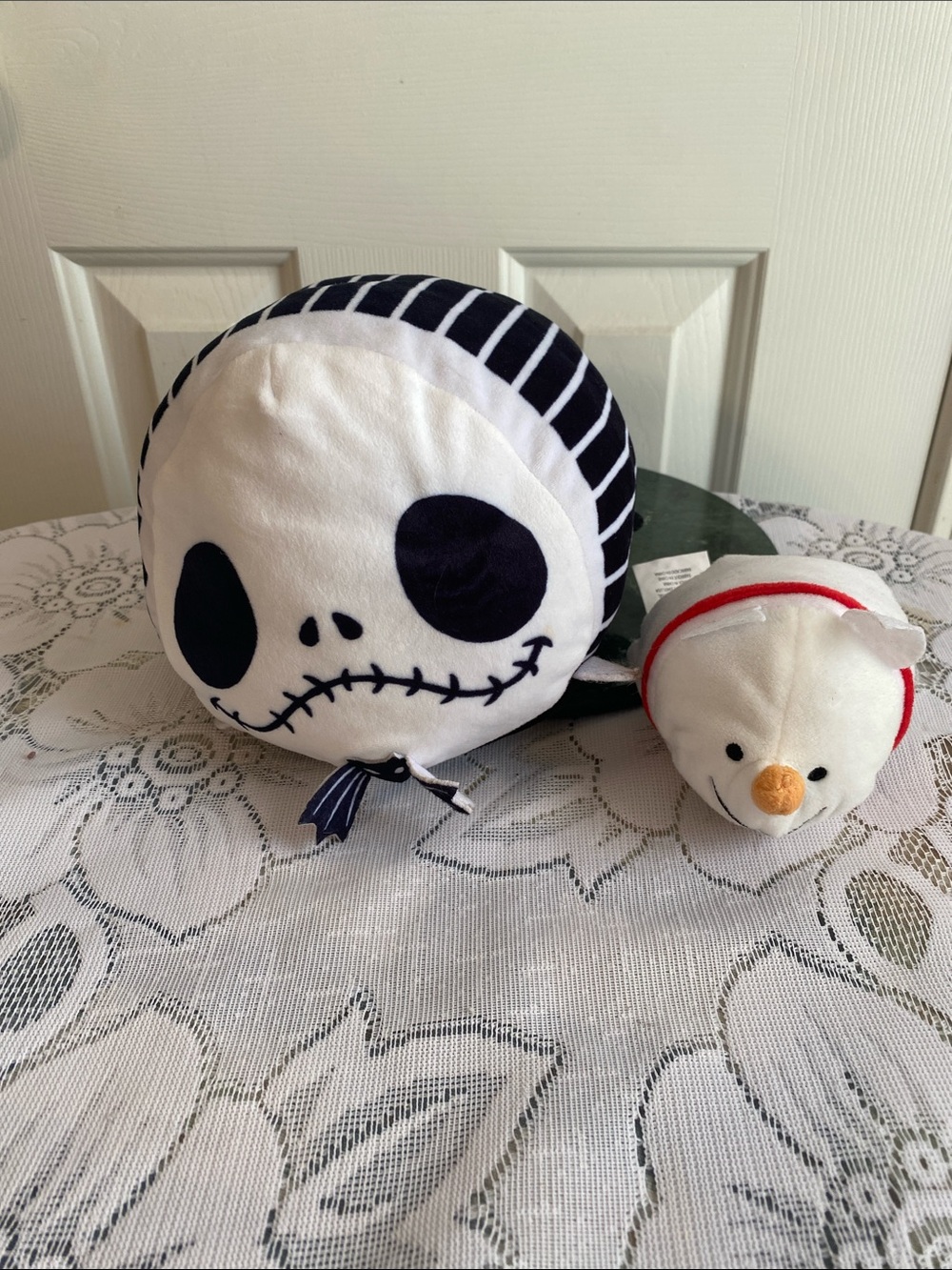 Jack Skellington Plush Pillow - White & Black Cute Plush With Ghost Dog Zero